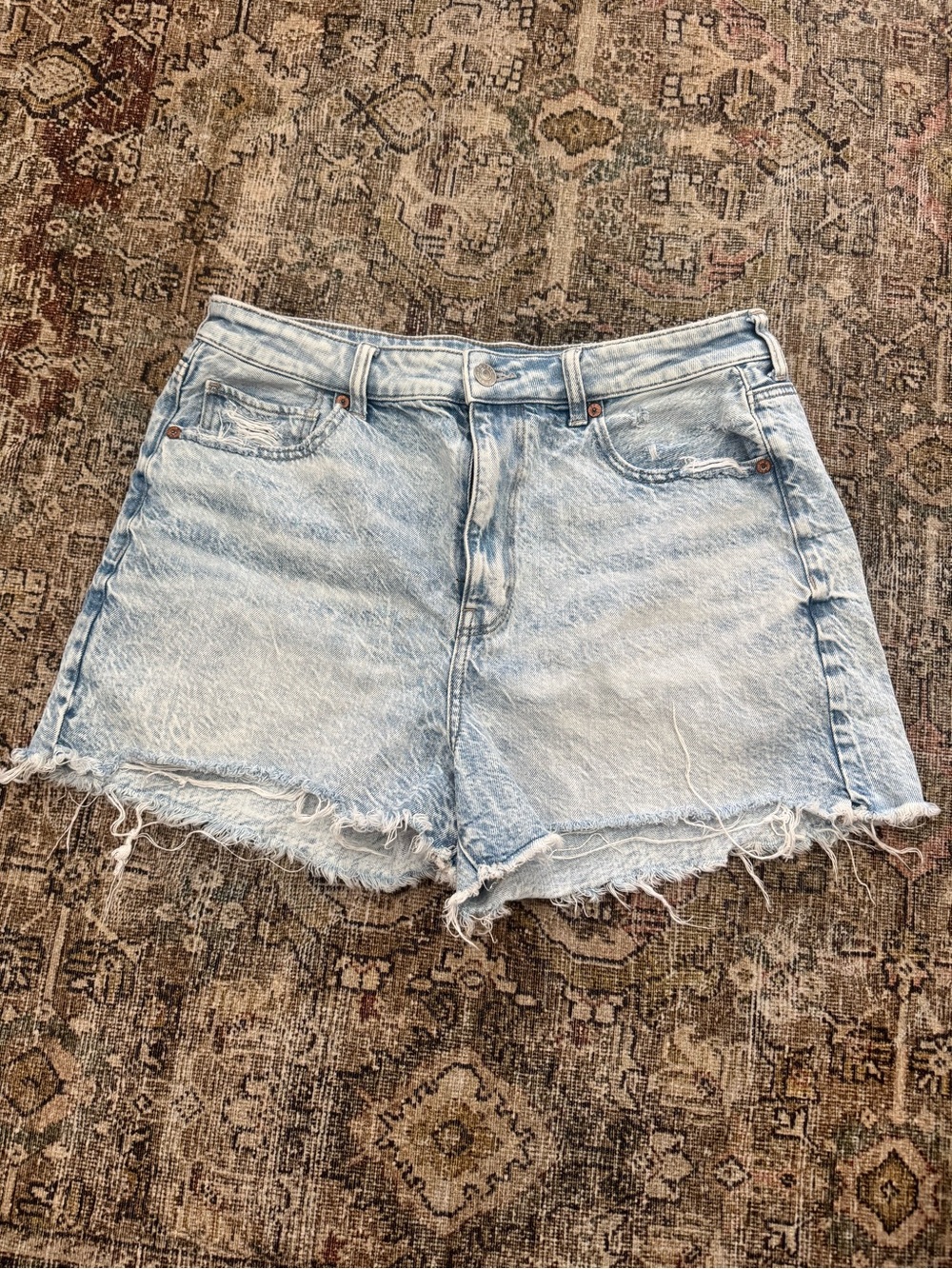 American Eagle Outfitters Light Blue Distressed Denim Shorts